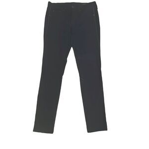 Rag & Bone 27" Black‎ Denim Leather Trim Moto Straight Leg Jeans Pants Stretch